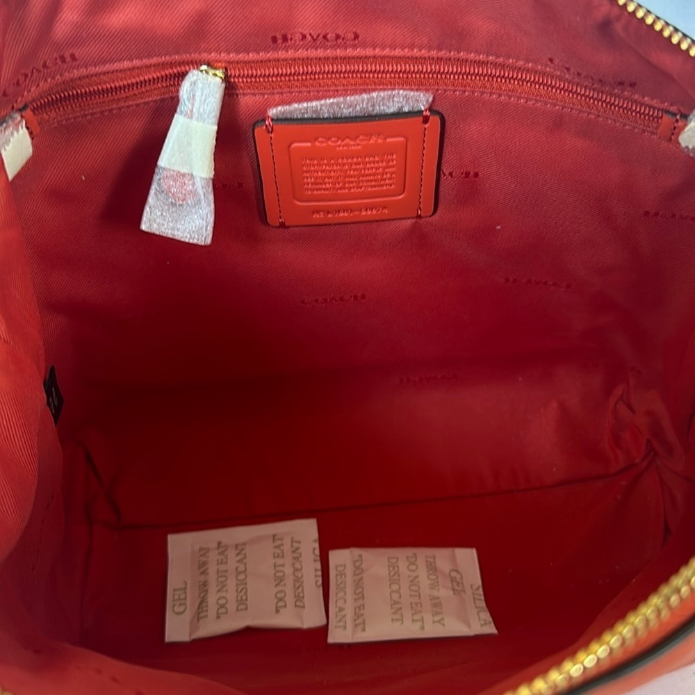 Coach Prairie Satchel Deep Coral Pebble Leather Medium Crossbody Bag - Picture 9 of 16